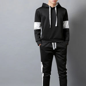 Deux pièces survêtement à capuche pour hommes 100% coton Sport Jogging ensemble veste confortable pantalons de survêtement équipe survêtement pour la saison d'automne - Product Image 3