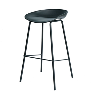 Taburete de Bar de Madera Maciza HAY con Patas de Acero con Recubrimiento en Polvo para Cocina, Comedor, Cafetería, Estilo Rústico - HOGCF68018 - Product Image 1