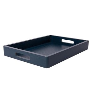 Bandeja de madera de lujo en color negro medianoche rico con forma rectangular elegante y asas prácticas Ideal para servir elegante - Product Image 3