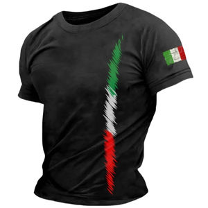 Camisetas con gráficos de la bandera de Italia, moda de verano, manga corta, cuello redondo, camisetas con estampado 3D, ropa de calle informal, camiseta extragrande para hombre - Product Image 1