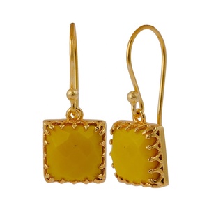 Ainty-Conjunto de pendientes de corona de piedras preciosas para mujer, aretes de gancho de estilo largo chapados en oro, joyería de diseño simple - Product Image 1