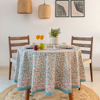 Nappe carrée florale indienne imprimée à la main, 100 % coton pur, écologique, personnalisable, Pinkcity Handloom