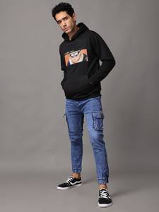 Men's <b>90s</b> Anime Graphic Hooded <b>Sweatshirt</b> Embroidered 100% Cotton Plain Dyed for Winter - Product Image 2