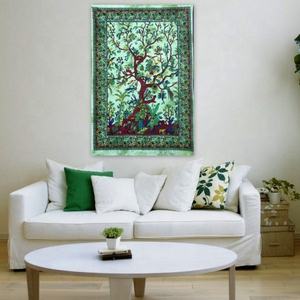 Indian Handmade Tie & Dye Floral <b>Wall</b> Hanging Tapestry Tree Life Mandala Poster Custom Logo <b>Printed</b> <b>Bedroom</b> Home Decor - Product Image 1