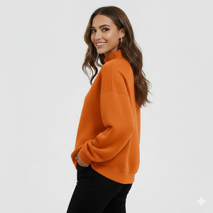 Pull tendance oversize en maille à col montant pour femme, manches longues, décontracté, confortable, superposition automne-hiver, élégant devant - Product Image 3