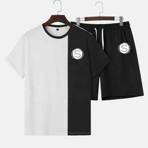 ชุดเสื้อยืดและกางเกงขาสั้นผู้ชาย เอวยางยืด ระบายอากาศ แห้งเร็ว ผ้าฝ้าย 100% สำหรับใส่หน้าร้อน - Product Image 2