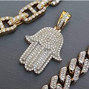 Top Manufacturer 925 Silver Mansa Hand Pendant Minimalist <b>VVS</b> Moissanite <b>Diamond</b> Pendants Yellow Plated Iced Out Jewelry Unisex - Product Image 2