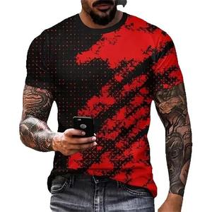 100% algodón estampado patrón nueva tendencia Casual versátil personalidad hombres 3D impreso camiseta moda patrón abstracto redondo - Product Image 5