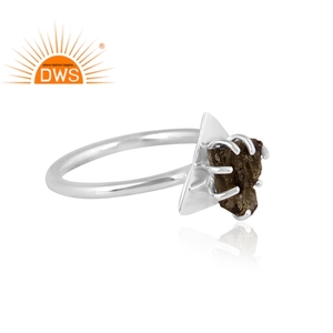 Best Selling 925 Fine Sterling Silver Natural Rough <b>Moldavite</b> Gemstone Stackable <b>Ring</b> Custom Jewelry Manufacturer - Product Image 3