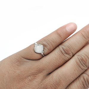 Anillo bonito con forma de cojín de Plata de Ley 925 de piedra lunar arcoíris Natural para uso diario, joyería hecha a mano, precio directo de fábrica - Product Image 3