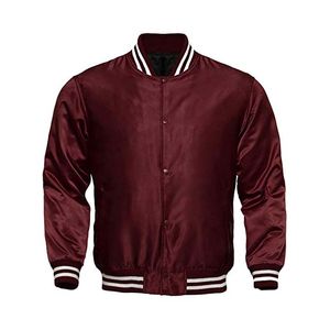 2025 ropa de calle de estilo universitario personalizada para hombre chaqueta Varsity de satén negro bordado de letras griegas invierno Casual béisbol bombardero frontal - Product Image 4