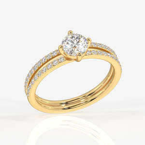 Handmade 18K Yellow Gold <b>Ring</b> with Round Cut Lab Grown Diamond Engagement Hip-hop Style IGI Certified - Product Image 2
