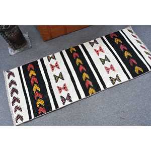 2.1x5.3 ft Rug, Vintage Turkish <b>Runner</b> Rug, <b>Black</b> Kilim Wool Rug - Product Image 2