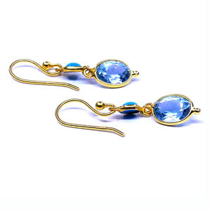 Pendientes Asequibles con Piedras Preciosas de Topacio Azul Turquesa Chapado en Oro Plata de Ley 925 para Boda para Mujer - Product Image 3