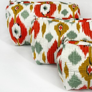 Pochette en coton matelassé vintage fait à la main fermeture à glissière Durable résistant à l'eau organisateur de maquillage de voyage écologique grand étui - Product Image 2