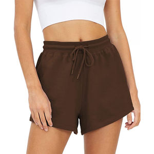 Short de survêtement polaire classique taille haute pour femme avec motif de décoration de bouton respirant et à séchage rapide avec poches - Product Image 1