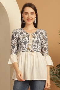 Atasan Kurti pendek/penuh lengan pendek katun murni desain bergaya Modern Barat untuk anak perempuan tersedia dalam jumlah besar - Product Image 4