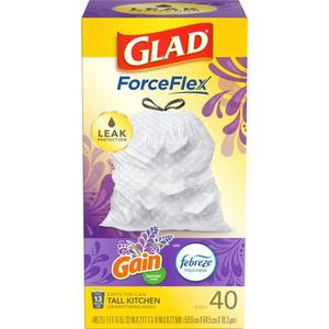Glad ForceFlex ถุงขยะในครัวทรงสูง 13 แกลลอน เงินลาเวนเดอร์ 40 ถุง - Product Image 5