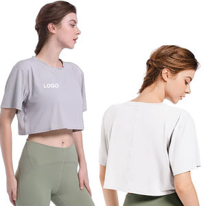 Short Sleeves Custom Logo Contrast Short Sleeve Crop Tops Solid Print Jersey Casual Wear Breathable Soft Comfort New Fashionable - Product Image 1