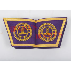 Manchons maçonniques sur mesure brodés à la main avec des paillettes dorées, aimantés, vente en gros de régalia, gauntlets pour uniformes de cérémonie - Product Image 2