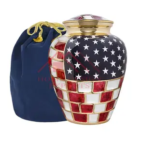 Classic Patriotic Flag Large Cremation Urn for Human Ashes