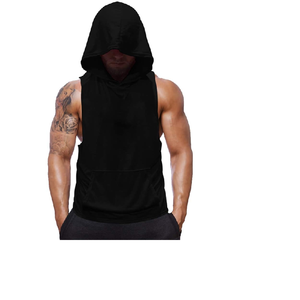 Knitted Sleeveless Training <b>Hoodie</b> Vest Mesh Fabric Gym tank Male Sporty <b>Running</b> Singlet - Product Image 2