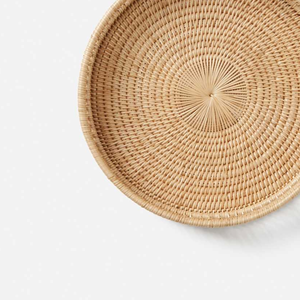 Bandeja Redonda de Mimbre para Servir, Cesta de Mimbre Natural, Bandeja Decorativa Tejida a Mano para Mesa de Centro, Decoración del Hogar - Product Image 3