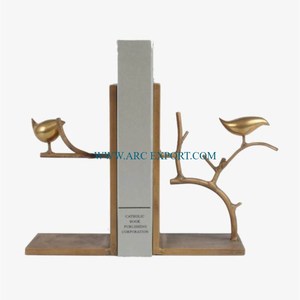 Sujetalibros de mesa de latón y Metal chapado en oro antiguo, sujetalibros de escritorio para el hogar creativos de alta exigencia decorativos de la mejor calidad en la India - Product Image 1
