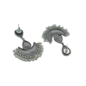 new arrival latest fashion Trending handmade <b>silver</b> look alike brass hoop <b>stud</b> <b>silver</b> matte earing for girls and women - Product Image 5