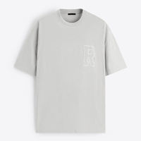 T-shirt décontracté pour homme, coupe ample, col montant, 100% coton jersey, super épais 220 g/m², design oversize à épaules tombantes, uni