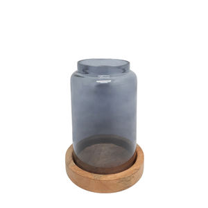 Porte-bougie en verre et bois porte-bougie conique de couleur naturelle et violette pour noël et décoration de Table - Product Image 5