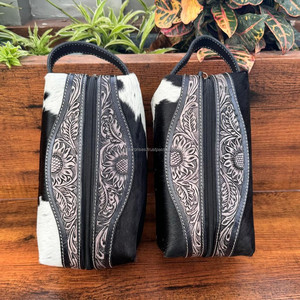 กระเป๋าเครื่องสำอางสำหรับเดินทางทำจากหนังวัวสินค้ามาใหม่ชุดอุปกรณ์โกนหนวดสำหรับผู้ชายผู้หญิง - Product Image 5