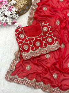 HEVY KASTURI SILK GORGET CON FANCY DORI CON FANCY ZARI & FULL SEQUNCE WORK BRIDAL SAREE COLECCIÓN - Product Image 2