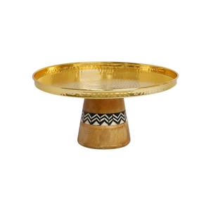 Soporte de Lujo para Tartas de Latón y Madera – Base Redonda Hecha a Mano para Exhibición de Postres, Pasteles y Productos de Panadería - Product Image 1