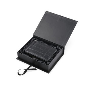 Tarjetero multifuncional al por mayor, billetera de lujo de piel auténtica plegable con logotipo personalizado y bloqueo RFID para hombre, delgada, corta, de alta calidad - Product Image 5