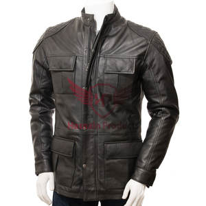 แจ็กเก็ตหนังสีดำสำหรับผู้ชายสไตล์ไฮสตรีทปรับแต่งได้อย่างเต็มที่สำหรับฤดูหนาวแจ๊กเก็ตส่วนบุคคลเพื่อให้ดูโดดเด่น - Product Image 1