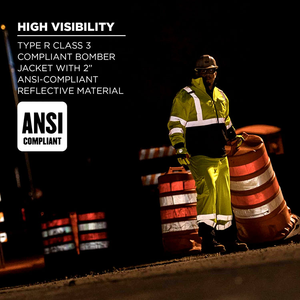 C Jessubond Vêtements de sécurité réfléchissants Veste pour hommes isolée Vêtements de travail imperméables d'hiver Sweat à capuche réfléchissant haute visibilité - Product Image 6