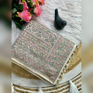 Sari Tussar Premium con Bordado Multihilo, Listo para Usar, con Blusa, el Más Vendido para Fiestas - Product Image 1