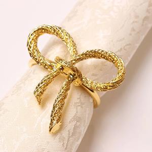 Glamorous Gold Bow Napkin Ring Holder for Formal <b>Table</b> Decor Wedding Events Hotel Use Stylish and Classy Design - Product Image 5