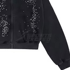 Sudadera con capucha de manga larga con diamantes de imitación de calidad superior Sudadera con capucha con diamantes de imitación tamaño adulto 100% algodón poliéster Sudadera con capucha - Product Image 6
