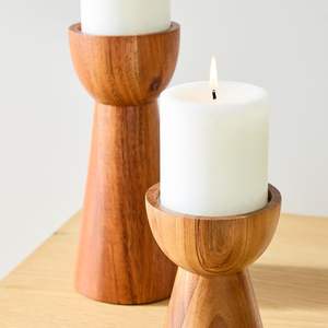 Indian Handmade Ivory-<b>Coloured</b> <b>Wooden</b> Modern Luxury Candlestick Holder with Customized Color for Home Kitchen Decor - Product Image 3