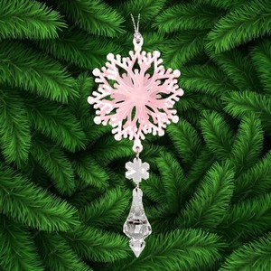 เครื่องประดับคริสต์มาสปีใหม่แบบห้อยประดับด้วยอะคริลิคสีเงินแวววาวประดับ3D เกล็ดหิมะ - Product Image 3