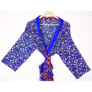 Femmes Vintage soie Saree décontracté Kimono Hippie plage porter Sexy chemise de nuit pour la maison vêtements de nuit caractéristique thermique pour la saison de printemps - Product Image 2