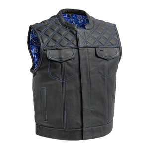 Chaleco de Motociclista de Cuero Genuino para Hombre, Transpirable, con Bolsillo Oculto para Pistola, Cuello en V y Botones de Cuerno - Product Image 5