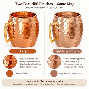 Copper Hammered <b>Mug</b> Belly Cup Vintage Style With Handle <b>Thermal</b> Insulation Party Drinkware - Product Image 3