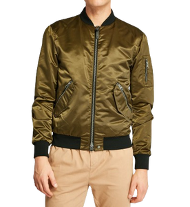 แจ็กเก็ตบอมเบอร์สำหรับผู้ชายเสื้อแจ็กเก็ตนักบินแบบเข้ารูปผ้าไนลอน - Product Image 5