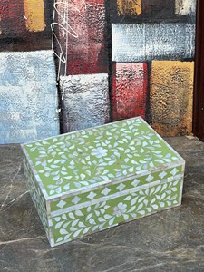 กล่องเครื่องประดับตกแต่งทำด้วยมือสีแดงพร้อมฝังมุกของอินเดียฝังฝังกระดูกเป็นมิตรกับสิ่งแวดล้อม - Product Image 2