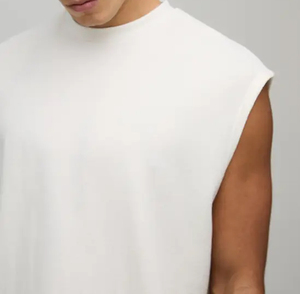 T-shirt sans manches oversize pour homme, couleur unie, décontracté et confortable, personnalisable, vente en gros, promotion été - Product Image 3