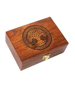 Urna de madera hecha a mano de palisandro Árbol de la vida grabado joyero tallado a mano para mujeres-hombres joya | Acentos de decoración del hogar - Product Image 1