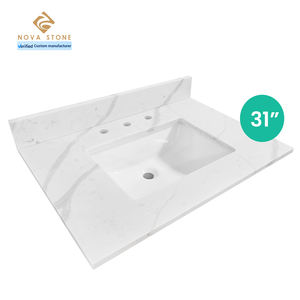 Calacatta ควอตซ์เทียมสำหรับห้องน้ำห้องรับรองแขกควอตซ์ทำจากหินอ่อนสำเร็จรูป31ชิ้น - Product Image 3